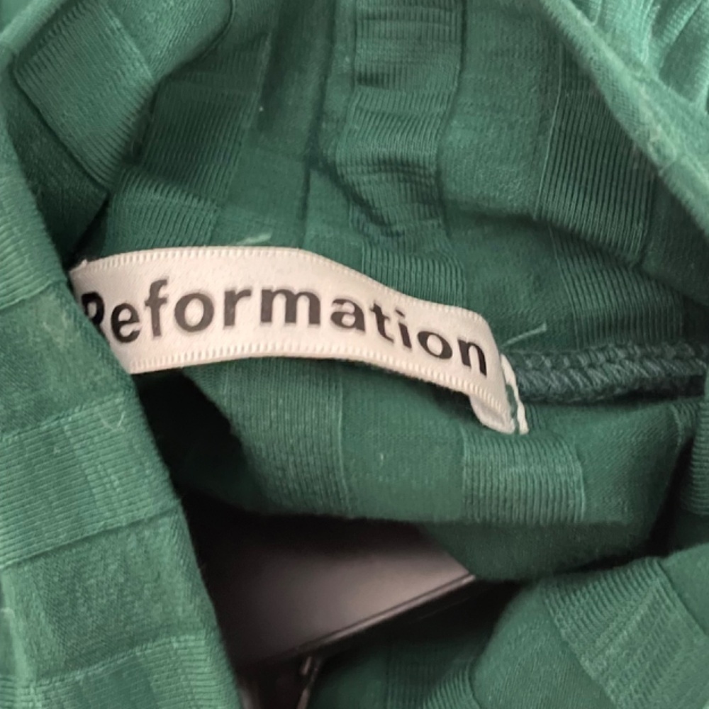 Last Chance! New Reformation Libra Tencel Ribbed Mockneck Dress Emerald Green XS - Picture 5 of 8